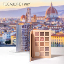 Load image into Gallery viewer, focallure firenze 15 pan eyeshadow palette with neutral, taupe, earthy tones, milk tea tones, dusty rose shades, matte, shimmer, glitter metallic texture