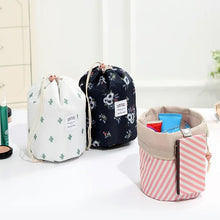Load image into Gallery viewer, Barrel-Shaped Foldable Drawstrng Cosmetic Bag