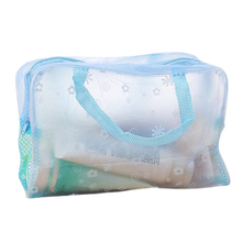 Load image into Gallery viewer, Flower Print Transparent Cosmetic Toiletry Bag