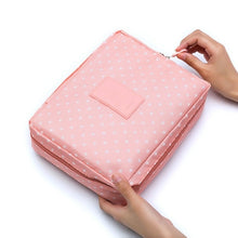 Load image into Gallery viewer, Travel Makeup Cosmetic Organizer Bag Pink Dots