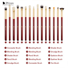 Load image into Gallery viewer, ducare 15 piece complete eye brush set red