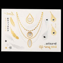 Load image into Gallery viewer, Golden Feathers Temporary Tattoos