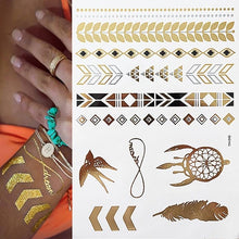 Load image into Gallery viewer, Boho Chic Temporary Metallic Tattoos