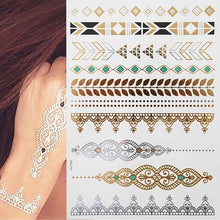 Load image into Gallery viewer, Boho Chic Temporary Metallic Tattoos