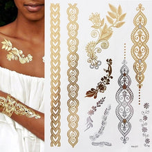Load image into Gallery viewer, Boho Chic Temporary Metallic Tattoos
