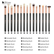 Load image into Gallery viewer, DUcare 15 Piece Complete Eye Brush Set Black