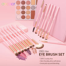 Load image into Gallery viewer, Docolor 15Pcs Eye Brush Set Soft Pink