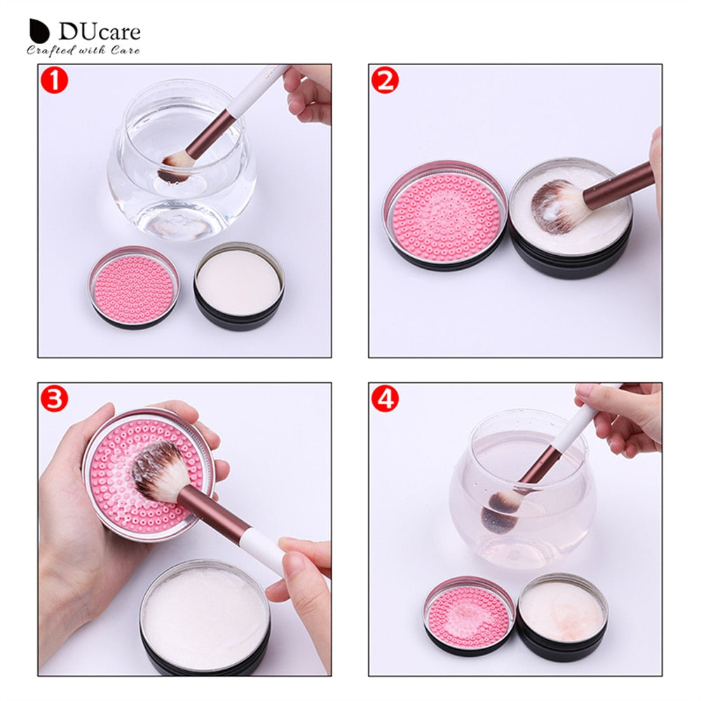 DUcare Makeup Brush Cleaner Soap Solid Cleaning Washing Brush Silicone Pad  Mat Box Makeup Cosmetic Eyeshadow Brush Cleaner Tools