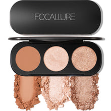 Load image into Gallery viewer, FOCALLURE 3 Colors Blush & Highlighter Makeup Palette