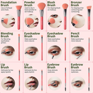 Docolor Neon Peach - 10 Pieces Makeup Brush Set