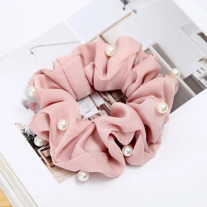 Pearly Satin Hair Scrunchie