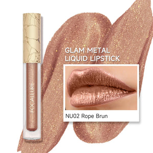 FOCALLURE Glam Metal Liquid Lipstick  shade rope bun metallic sunkissed bronze