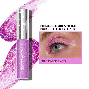 FOCALLURE Unearthing Mars Glitter Eyeliner shade pk05 barbie pink bright pink