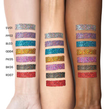 Load image into Gallery viewer, FOCALLURE Unearthing Mars Glitter Eyeliner shade swatches