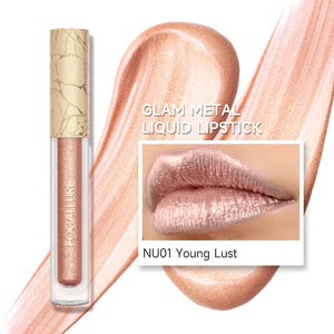 FOCALLURE Glam Metal Liquid Lipstick  shade young lust nude metallic