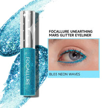 Load image into Gallery viewer, FOCALLURE Unearthing Mars Glitter Eyeliner shade neon waves light turqoise