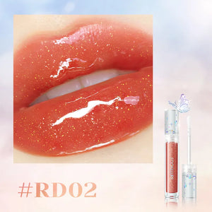FOCALLURE Watery Glow Glitter Lip Gloss glitter multi-dimensional shade RD02 brown red gloss gold glitter