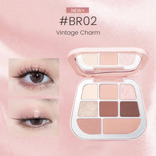 Load image into Gallery viewer, FOCALLURE 8 Pan Pressed Powder Eyeshadow Palette #br02 vintage charm peach nude and brown shades  matte, shimmer, pearly