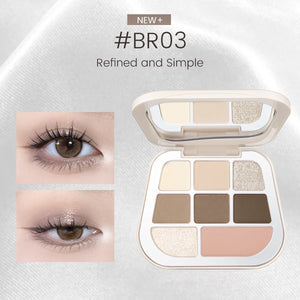 FOCALLURE 8 Pan Pressed Powder Eyeshadow Palette #br03 refined and simple smoky eye looks, matte, shimmer, pearly