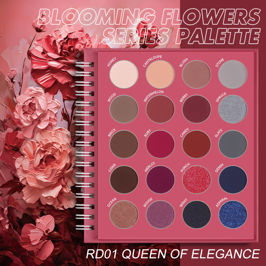 Focallure blooming flowers series eyeshadow palette RD01 queen of elegance red eyeshadow palette