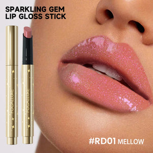 focallure sparkling gem shimmer lip gloss stick plumping dewy finish juicy glossy lip gloss lipstick  shade mellow