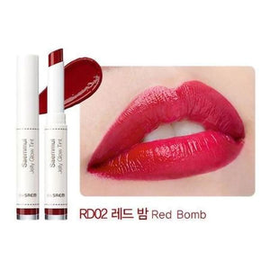 the saem jelly glow lip tint shade red bomb