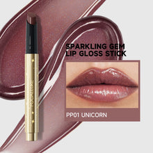 Load image into Gallery viewer, focallure sparkling gem shimmer lip gloss stick plumping dewy finish juicy glossy lip gloss lipstick  shade PP01 unicorn