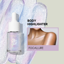 Load image into Gallery viewer, FOCALLURE Starfall Liquid Face &amp; Body Highlighter light blue and lilac shimmer