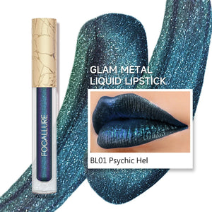 FOCALLURE Glam Metal Liquid Lipstick  shade psychic hel sparkle blue
