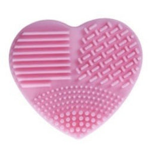 Heart-Shaped Silicone Brush Cleaner pink
