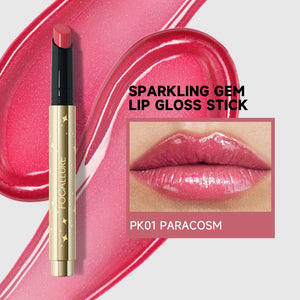 focallure sparkling gem shimmer lip gloss stick plumping dewy finish juicy glossy lip gloss lipstick  shade fuchsia pink PK01 paracosm