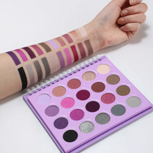 Load image into Gallery viewer, Focallure blooming flowers series purple eyeshadow palette swatches