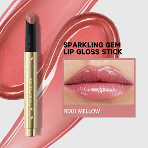 focallure sparkling gem shimmer lip gloss stick plumping dewy finish juicy glossy lip gloss lipstick  shade mellow