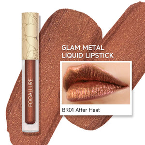 FOCALLURE Glam Metal Liquid Lipstick  shade after heat golden copper