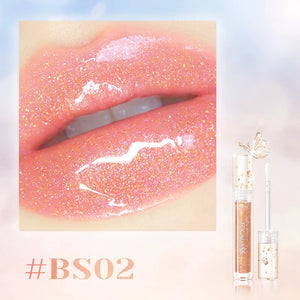 FOCALLURE Watery Glow Glitter Lip Gloss glitter multi-dimensional shade BS02 nude beige pink gloss multidimensional glitter