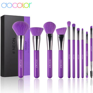 Docolor Neon Purple - 10 Pieces Makeup Brush Set 