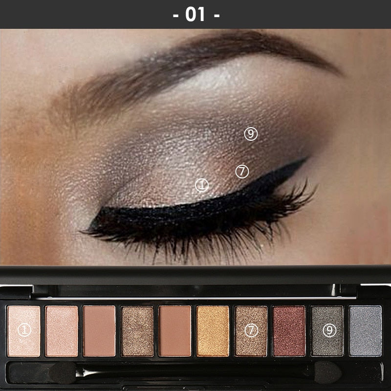 focallure 10 color nude eyeshadow palette shade 01