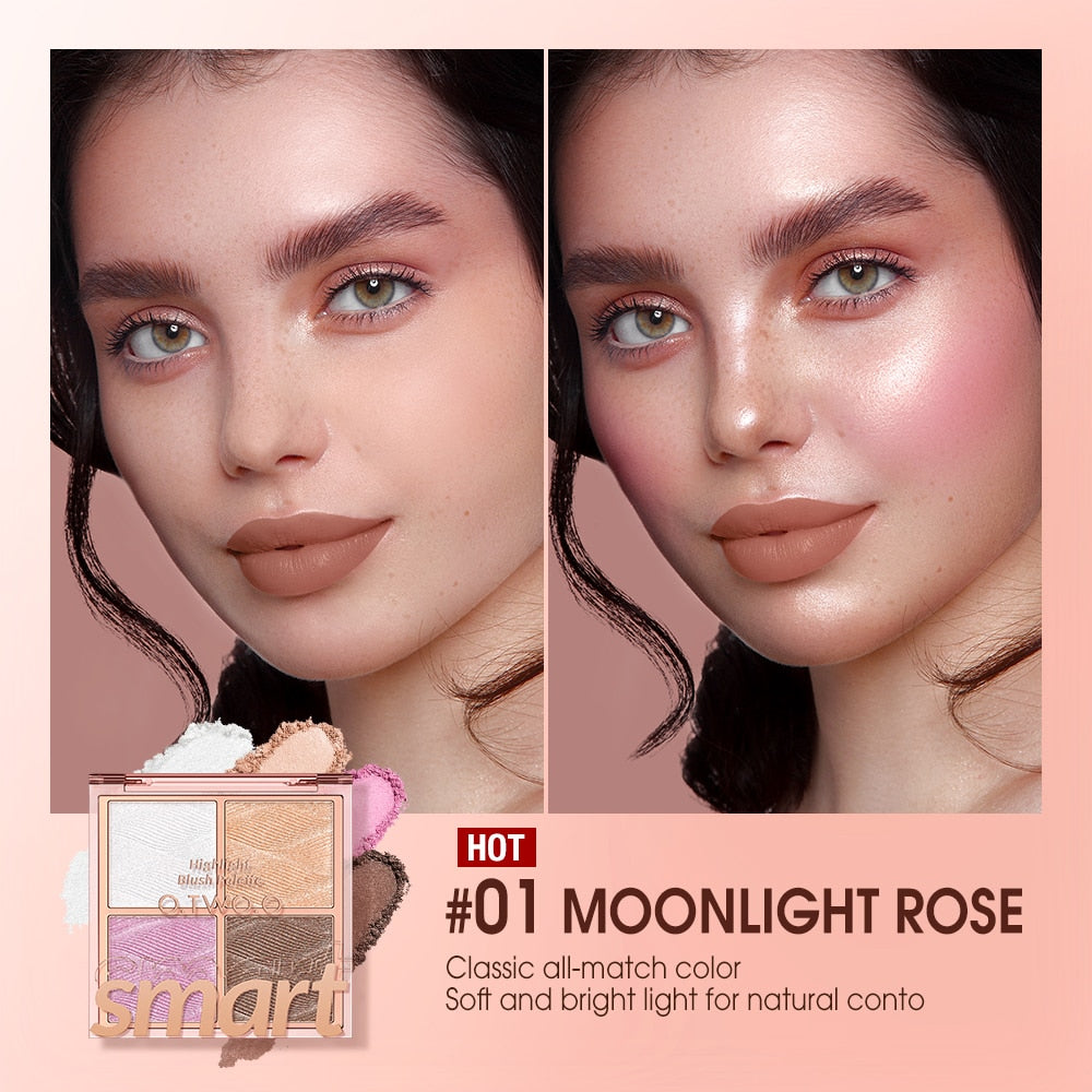 otwoo highlight and blush multi use makeup palette 01 moonlight rose