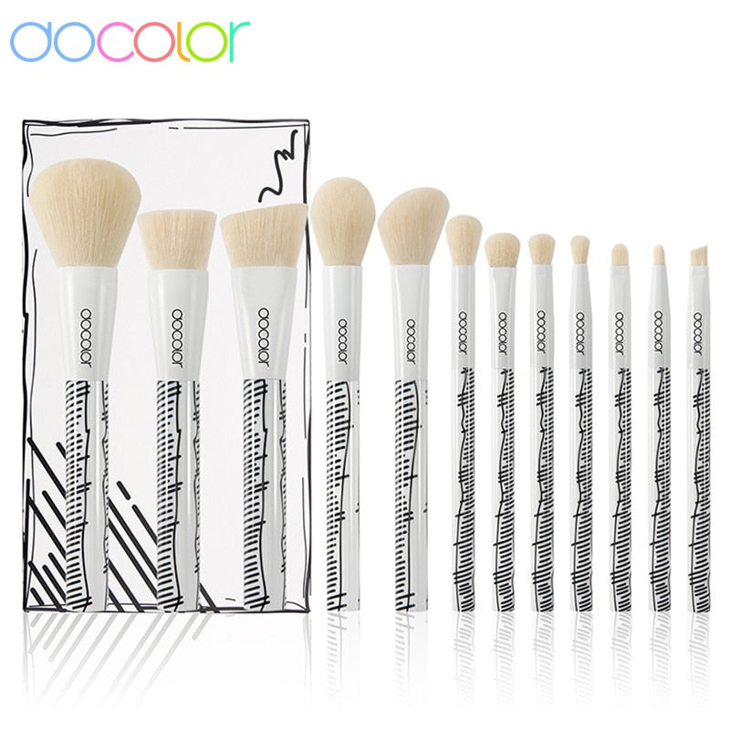 docolor comic 2d white 12 piece makeup brush set