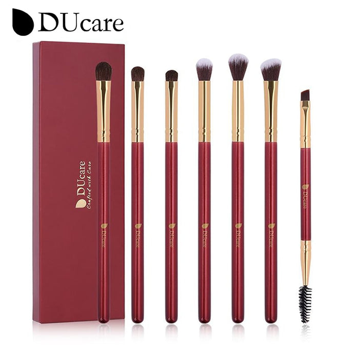ducare 7 Piece complete eye brush set red