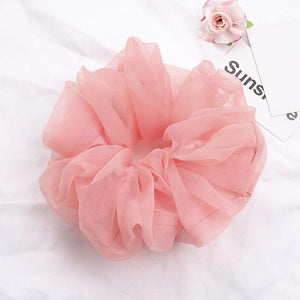 Oversized Chiffon Hair Scrunchie Pink