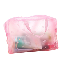 Load image into Gallery viewer, Flower Print Transparent Cosmetic Toiletry Bag