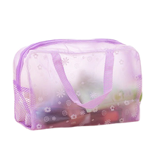 Load image into Gallery viewer, Flower Print Transparent Cosmetic Toiletry Bag