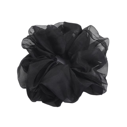 Oversized Chiffon Hair Scrunchie Black