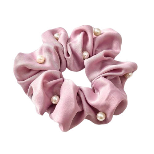 Pearly Satin Hair Scrunchie