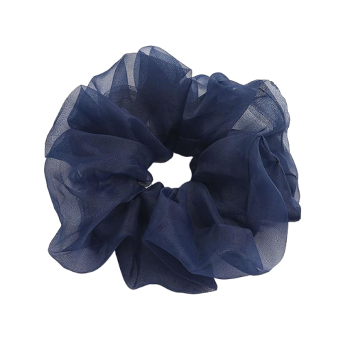 Oversized Chiffon Hair Scrunchie Navy Blue