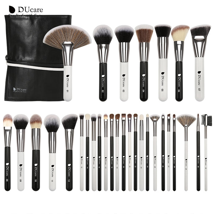 DUcare 31 PCS Black and White Classic Professional Makeup Brush Set