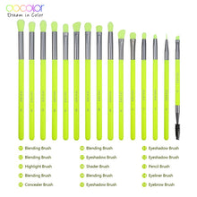 Load image into Gallery viewer, Docolor Complete Eye Brush Set Neon Green