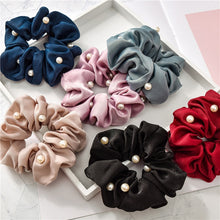 Load image into Gallery viewer, Pearly Satin Hair Scrunchie