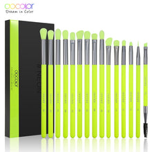 Load image into Gallery viewer, Docolor 15 Piece Eye Brush Set Neon Green